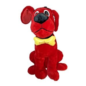 21" Clifford the Big Red Dog plush yellow bone collar Vintage Nanco 2001